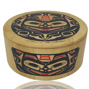 #61194 -  Boîte ronde en bois, premières nations 