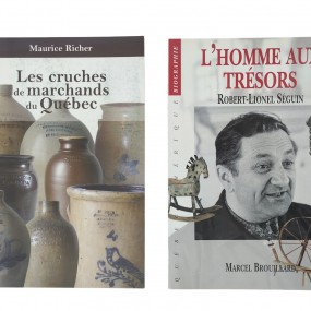 #61280 - 25$ ch. Livres, Les cruches de marchands du Québec VENDU, Maurice Richer et L’homme aux trésors, Robert-Lionel Séguin, Marcel Brouillard