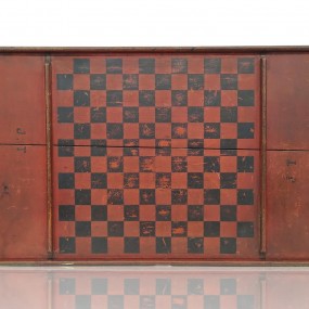 #62026 -  Nice antique checkerboard, gameboard signed J.T.