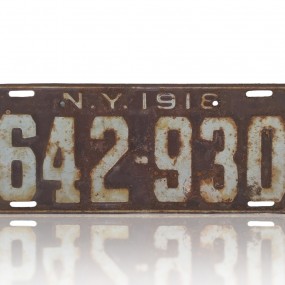 #61482 - 85$ Plaque d'immatriculation New York 1918, licence 