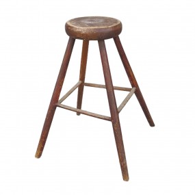 #61859 -  Petit tabouret antique, banc, une patte de changée dans le passé