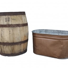 #61968 -  Vintage wooden barrel and copper boiler