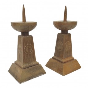 #61988 - 85$ ch. Wooden carved candlestick signed Raymond Bourgault