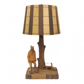 #61958 -  Folk art carved lamp signed Berthier 