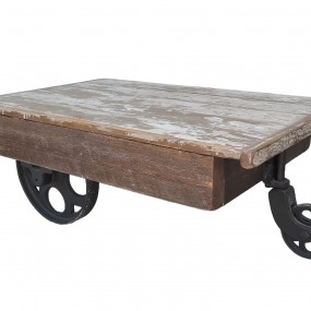 #61989 -  Industrial cart restored has coffee table 