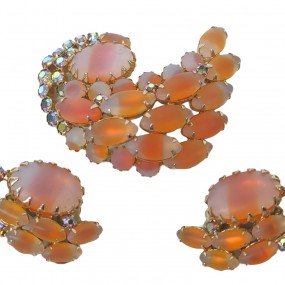 #62023 - 85$ Vintage jewelry, brooch and earrings signed Continental