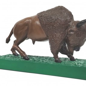 #62117 - 140$ Sculpture art populaire, bison sculpté en bois