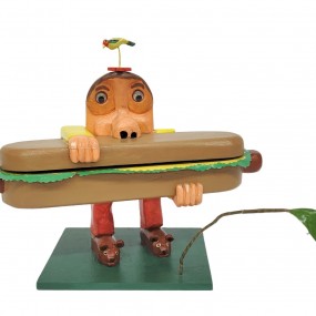 #62107 -  Petit coffret art populaire, sculpture folk art 
