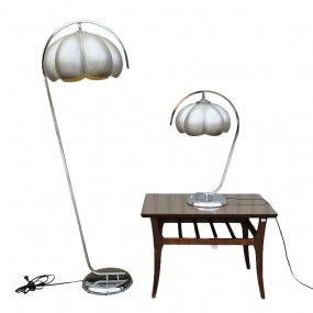 #62100 -  Paire de lampes mid-century-modern, abat-jour flower shaped en fibre de verre