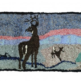 #62066 - 115$ Tapis crocheté décoré d'un cerf