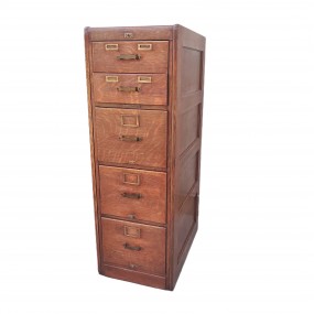 #62225 -  Classeur antique en chêne à 5 tiroirs