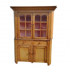 #62246 -  Vaisselier antique en pin avec vitrines, encognure, armoire de coin