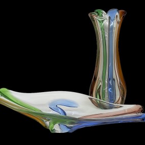 #62552 -  Exceptionnelles pièces de verre soufflé au format rarissime, vaisselle de collection, vase et bol