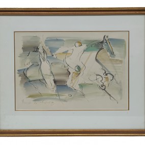 #62824 -  Watercolor signed Bruce Roberts, La Strada 