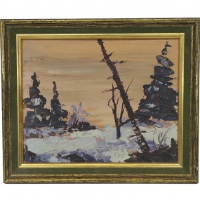 #62808 -  Little oil on masonite signed, painting 