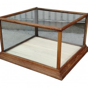 #63074 -  Antique oak countertop display case with glass panels.