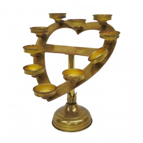 #63059 -  Antique gilt-metal heart-shaped votive candleholder designed to hold multiple candles.