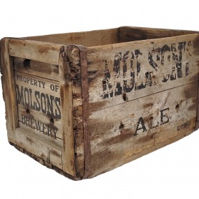 #63045 -  Antique Molson Brewery wooden beer crate with original lettering.