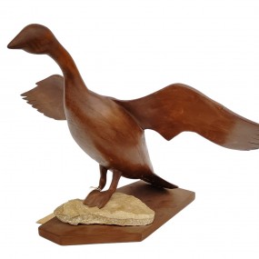 Folk art wooden goose sculpture made by Marcel Banville of Deauville, Quebec