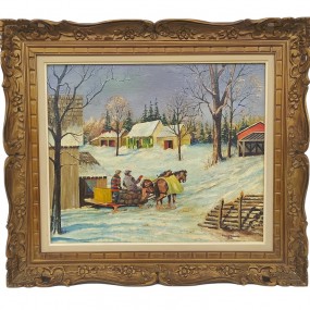 #63118 - 95$ Huile sur toile signée Pierre Clossey, peinture, tableau 
