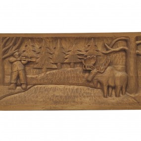 #63130 - 95$ Sculpture art populaire signée Morin, bas-relief sur bois 
