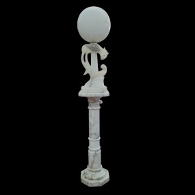 #63146 - 750$ Magnifique lampe et piédestal en marbre décorée d'oiseaux