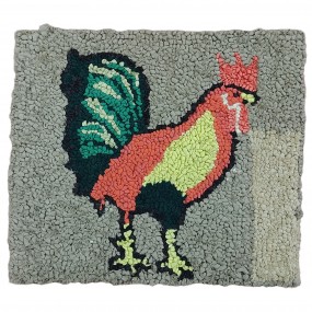 #63162 -  Petit tapis crocheté décoré d'un coq 