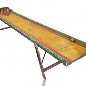 Ancien jeu de quilles en bois, hallée de bowling portatif 