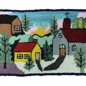Ancien tapis crocheté, art populaire 