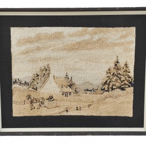 Vintage folk art hooked rug 