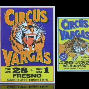 Anciennes affiches publicitaires de cirque Vargas, annonces