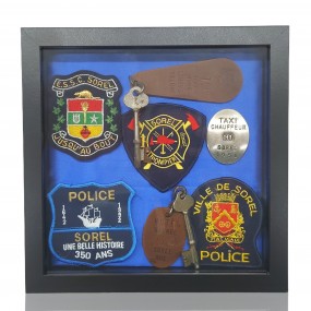 Anciennes badges de police, insignes, taxi et autres, ville de Sorel 