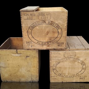 #58321 -  Anciennes boîtes à beurre décoratives, caisses en bois