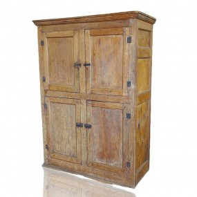 #61103 -  Antique pine cupboard, 10 panels and forged nails assembly