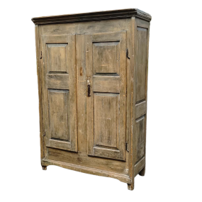 Armoire antique en pin, 8 caissons soulevés, début 19e siècle 