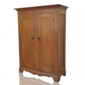 Armoire antique en pin, clous carrés, base restaurée