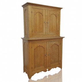Armoire garde-manger antique en frêne, base chantournée 