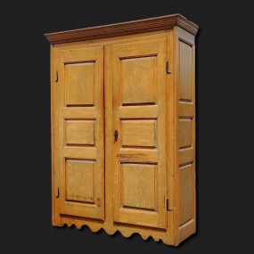 Armoire Québécoise, esprit Louis XIII, ornementée de 12 caissons soulevés, double reliefs, base chantournée