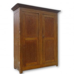 Armoire de style Adam, clous forgés, vieux faux-fini sur bleu d'origine (Entrepôt) 