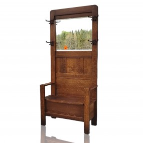 Oak hall bench with mirror