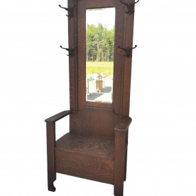 Antique hall tree with mirror