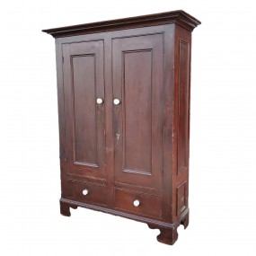 Belle armoire antique en pin, couleur d'origine, 6 caissons, clous carrés 