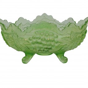 Antique green pressed glass banana bowl
