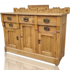 Antique 3 doors wooden sideboard, buffet
