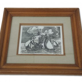 Cadre avec gravure sur métal, tableau 