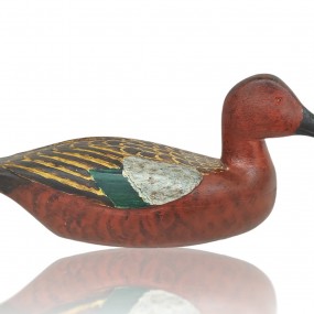 Wooden duck hunting decoy signed Leo Chagnon from Sorel 