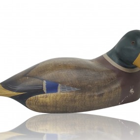 Hand-carved mallard wooden duck 