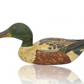 Wooden duck sculpture signed Leo Chagnon, folk art sculpture 