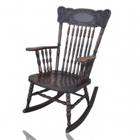 Chaise berçante décorée de motifs pressés ''pressback'', fauteuil berçant 