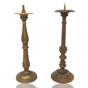 Wooden turned candlestick 